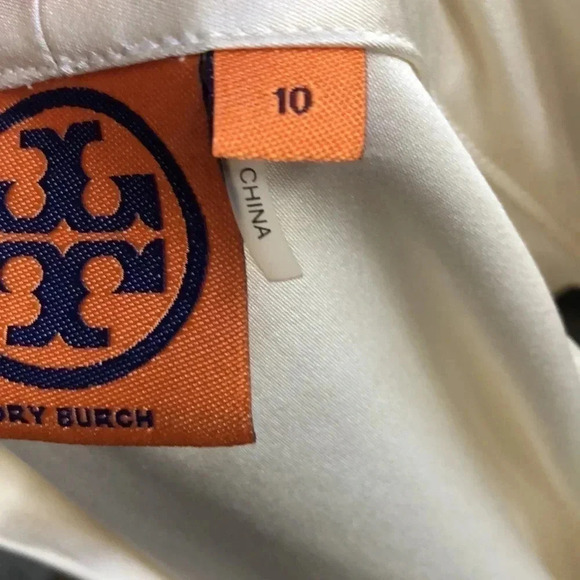 Tory Burch silk ivory cream top Sz 10 freshly dry cleaned - Picture 11 of 11